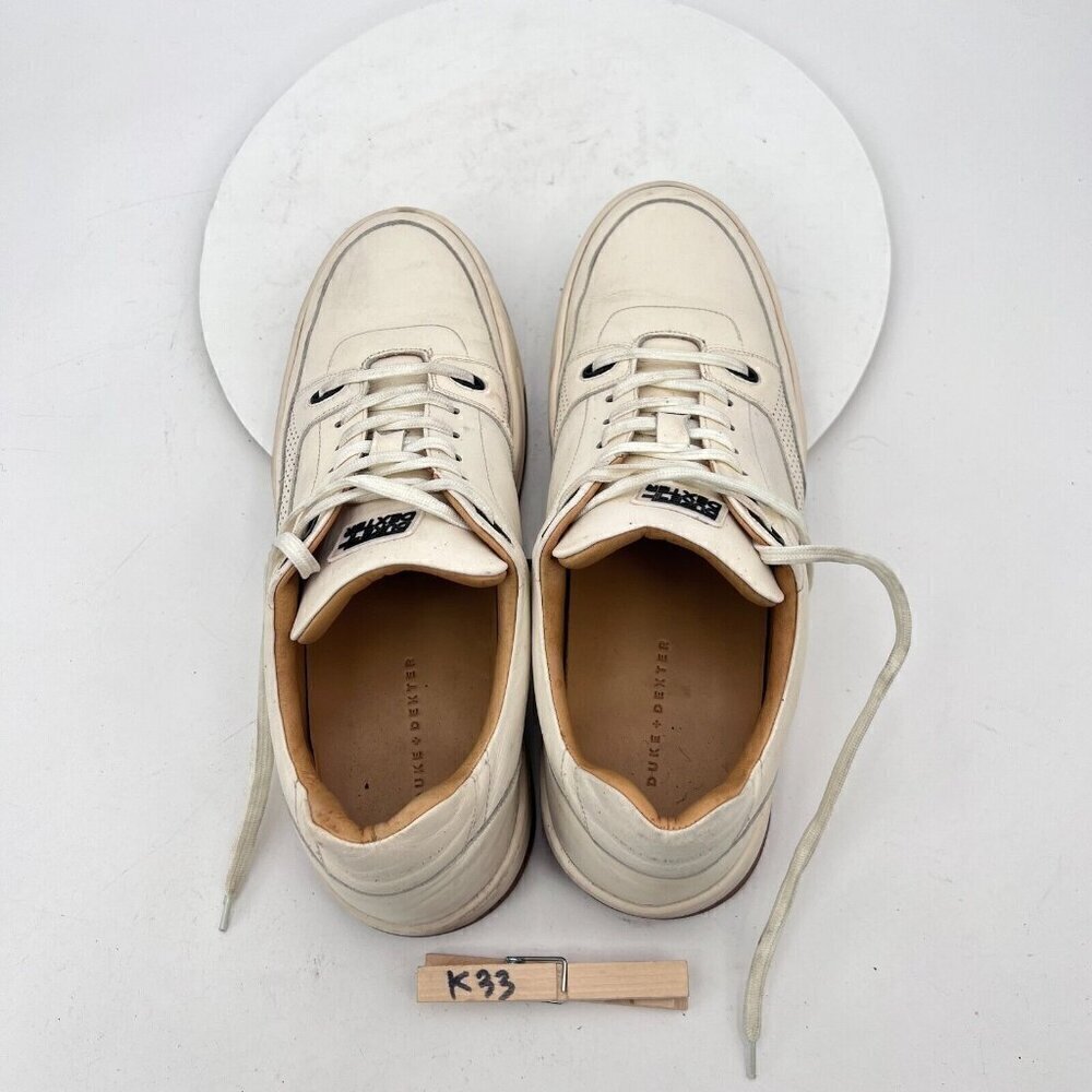 Duke & Dexter Men Size 10 Cream Ivory Perforated Leather Sneaker - Picture 12 of 16